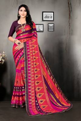 Multi Color Fancy Brasso Printed Designer Saree 1