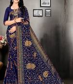 Blue Fancy Brasso Printed Designer Saree