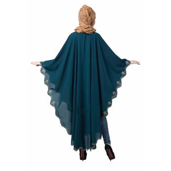 Premium Quality Creep/ Koshibo fabric resham Embroidery Design Pentex/Plated kaftan style With Hijab  (Teal Green) 5