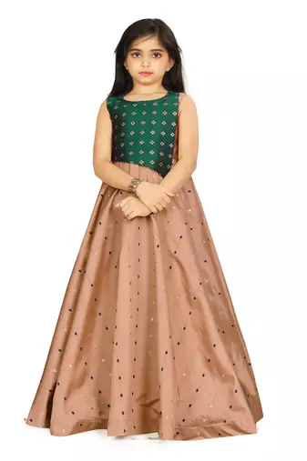 Kids Brown Long Maxi Gown For Girls