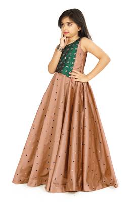 Kids Brown Long Maxi Gown For Girls 2