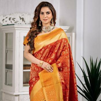 Shraddha Arya Maroon Woven Saree With Blouse 1