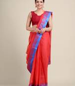 Red woven pure cotton saree 