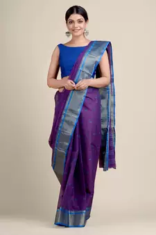 Purple woven pure cotton saree 