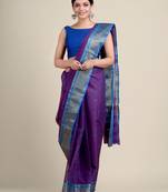 Purple woven pure cotton saree 