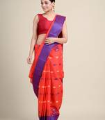 Red Woven Pure Cotton Saree Without Blouse