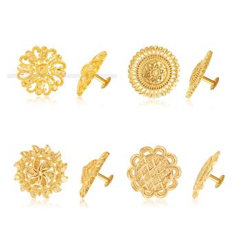 Vighnaharta Sizzling Graceful Alloy Gold Plated Stud Earring Combo set For Women and Girls 1