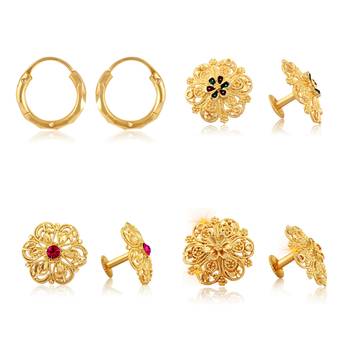 Vighnaharta Sizzling Graceful Alloy Gold Plated Stud Earring Combo set For Women and Girls 1