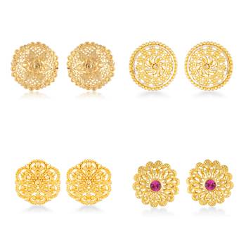 Vighnaharta Sizzling Graceful Alloy Gold Plated Stud Earring Combo set For Women and Girls 1