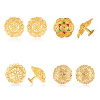 Vighnaharta Sizzling Graceful Alloy Gold Plated Stud Earring Combo set For Women and Girls 1