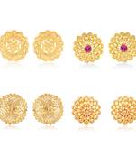 Vighnaharta Sizzling Graceful Alloy Gold Plated Stud Earring Combo set For Women and Girls