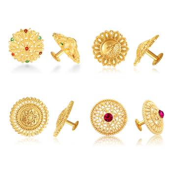 Vighnaharta Twinkling Charming Alloy Gold Plated Stud Earring Combo set For Women and Girls 1