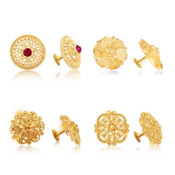 Vighnaharta Twinkling Charming Alloy Gold Plated Stud Earring Combo set For Women and Girls 1