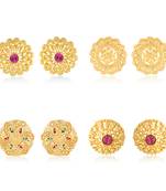 Vighnaharta Twinkling Charming Alloy Gold Plated Stud Earring Combo set For Women and Girls