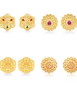 Vighnaharta Sizzling Charming Alloy Gold Plated Stud Earring Combo set For Women and Girls