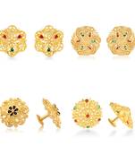 Vighnaharta Sizzling Charming Alloy Gold Plated Stud Earring Combo set For Women and Girls