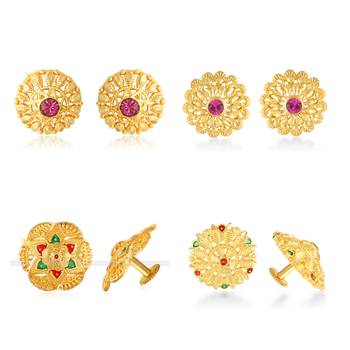 Vighnaharta Allure Charming Alloy Gold Plated Stud Earring Combo set For Women and Girls 1