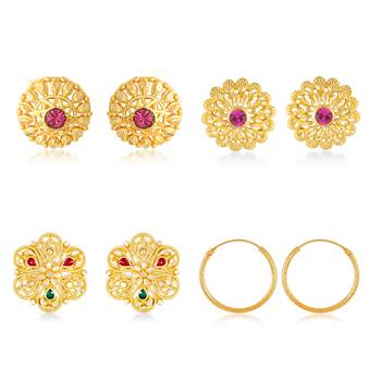 Vighnaharta Allure Charming Alloy Gold Plated Stud Earring Combo set For Women and Girls 1