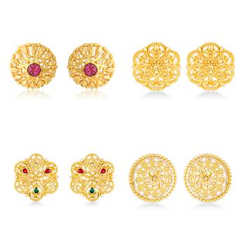 Vighnaharta Allure Charming Alloy Gold Plated Stud Earring Combo set For Women and Girls 1
