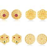 Vighnaharta Allure Charming Alloy Gold Plated Stud Earring Combo set For Women and Girls