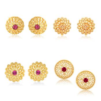 Vighnaharta Allure Charming Alloy Gold Plated Stud Earring Combo set For Women and Girls 1