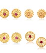 Vighnaharta Allure Charming Alloy Gold Plated Stud Earring Combo set For Women and Girls