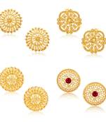 Vighnaharta Sizzling Chunky Alloy Gold Plated Stud Earring Combo set For Women and Girls