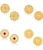 Vighnaharta Sizzling Chunky Alloy Gold Plated Stud Earring Combo set For Women and Girls