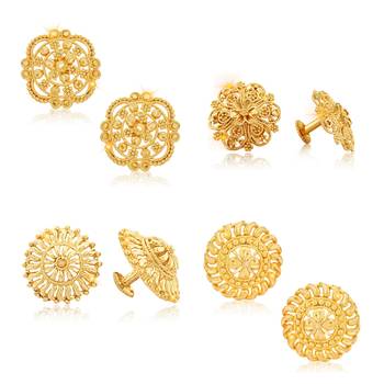 Vighnaharta Sizzling Chunky Alloy Gold Plated Stud Earring Combo set For Women and Girls 1