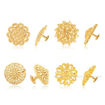 Vighnaharta Sizzling Chunky Alloy Gold Plated Stud Earring Combo set For Women and Girls 1