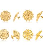 Vighnaharta Sizzling Chunky Alloy Gold Plated Stud Earring Combo set For Women and Girls