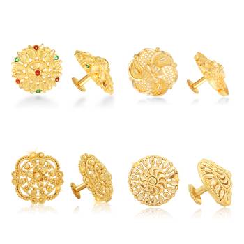 Vighnaharta Sizzling Fancy Alloy Gold Plated Stud Earring Combo set For Women and Girls 1