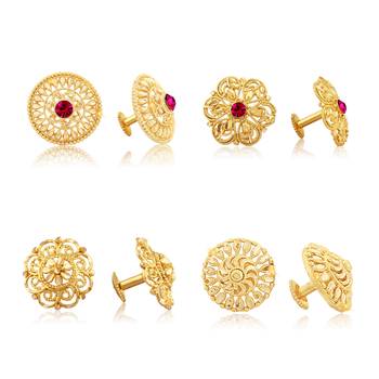 Vighnaharta Sizzling Fancy Alloy Gold Plated Stud Earring Combo set For Women and Girls 1