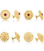 Vighnaharta Sizzling Fancy Alloy Gold Plated Stud Earring Combo set For Women and Girls