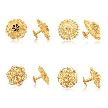 Vighnaharta Sizzling Charming Alloy Gold Plated Stud Earring Combo set For Women and Girls 1