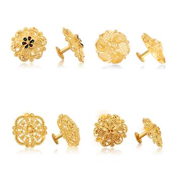 Vighnaharta Sizzling Charming Alloy Gold Plated Stud Earring Combo set For Women and Girls 1