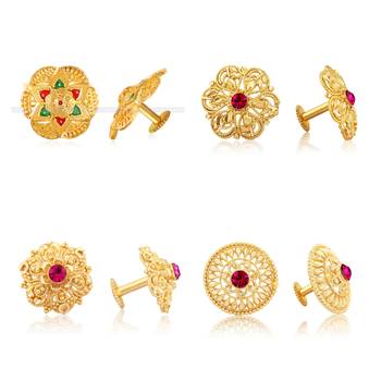 Vighnaharta Sizzling Charming Alloy Gold Plated Stud Earring Combo set For Women and Girls 1