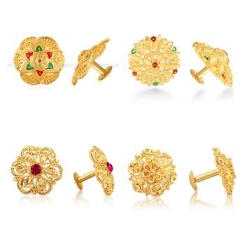 Vighnaharta Allure Graceful Alloy Gold Plated Stud Earring Combo set For Women and Girls 1