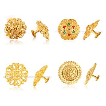 Vighnaharta Shimmering Bejeweled Alloy Gold Plated Stud Earring Combo set For Women and Girls 1