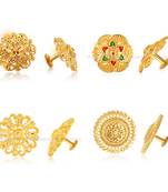 Vighnaharta Shimmering Bejeweled Alloy Gold Plated Stud Earring Combo set For Women and Girls