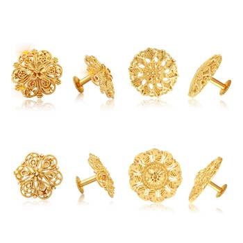 Vighnaharta Shimmering Bejeweled Alloy Gold Plated Stud Earring Combo set For Women and Girls 1