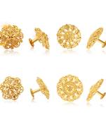 Vighnaharta Shimmering Bejeweled Alloy Gold Plated Stud Earring Combo set For Women and Girls