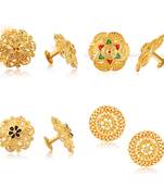 Vighnaharta Shimmering Bejeweled Alloy Gold Plated Stud Earring Combo set For Women and Girls