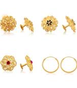 Vighnaharta Shimmering Bejeweled Alloy Gold Plated Stud Earring Combo set For Women and Girls