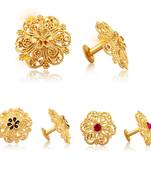 Sizzling Graceful Alloy Gold Plated Stud Earring Combo set For Women and Girls