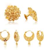 Sizzling Graceful Alloy Gold Plated Stud and Chandbali Earring Combo set For Women and Girls