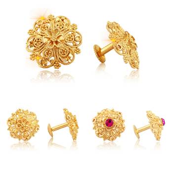 Twinkling Charming Alloy Gold Plated Stud Earring Combo set For Women and Girls 1