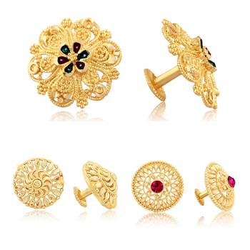 Twinkling Charming Alloy Gold Plated Stud Earring Combo set For Women and Girls 1