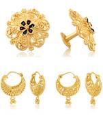 Sizzling Charming Alloy Gold Plated Stud and Chandbali Earring Combo set For Women and Girls