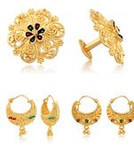 Sizzling Charming Alloy Gold Plated Stud  and Chandbali Earring Combo set For Women and Girls